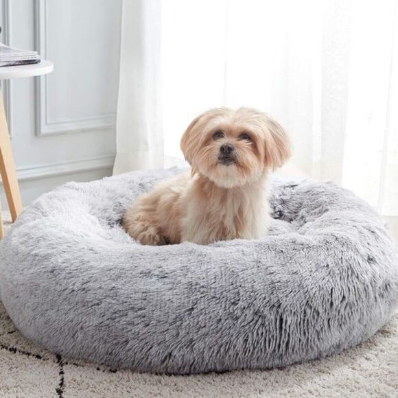 Western Home 24'' Donut Faux Fur Plush Pet Bed - Picture 3 of 9